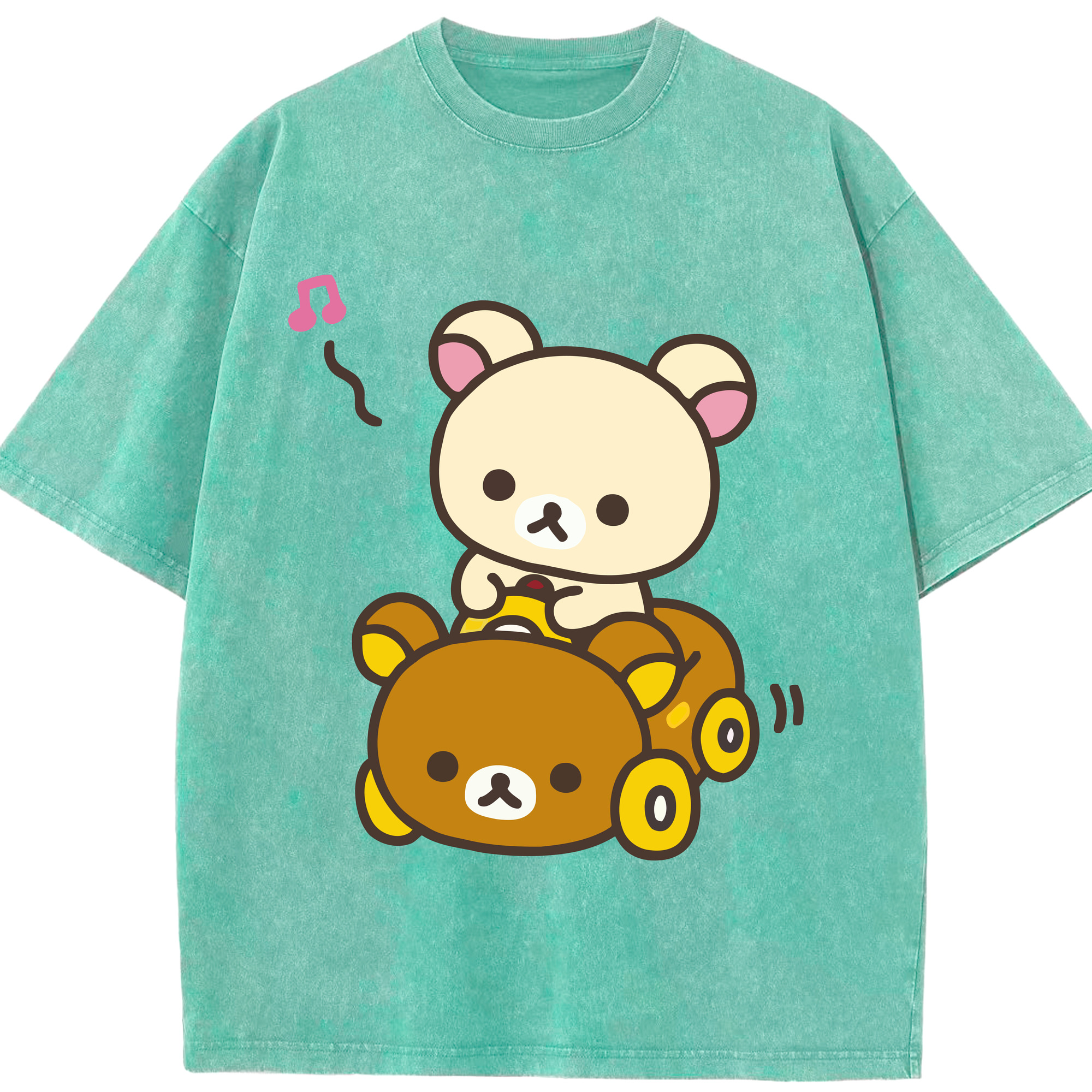 （画像用） リラックマ リラックマ キイロイトリ Rilakkuma Korilakkuma Kiiroitori 綿100% ヴィンテージ風 半袖Tシャツ（フロントプリント）